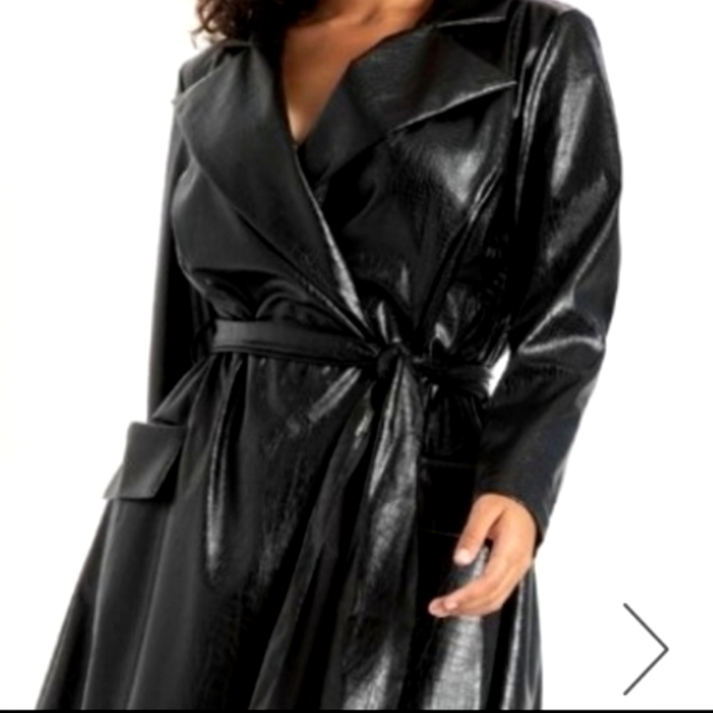 Eloquii Faux Leather Wrap Dress, size 16, Black